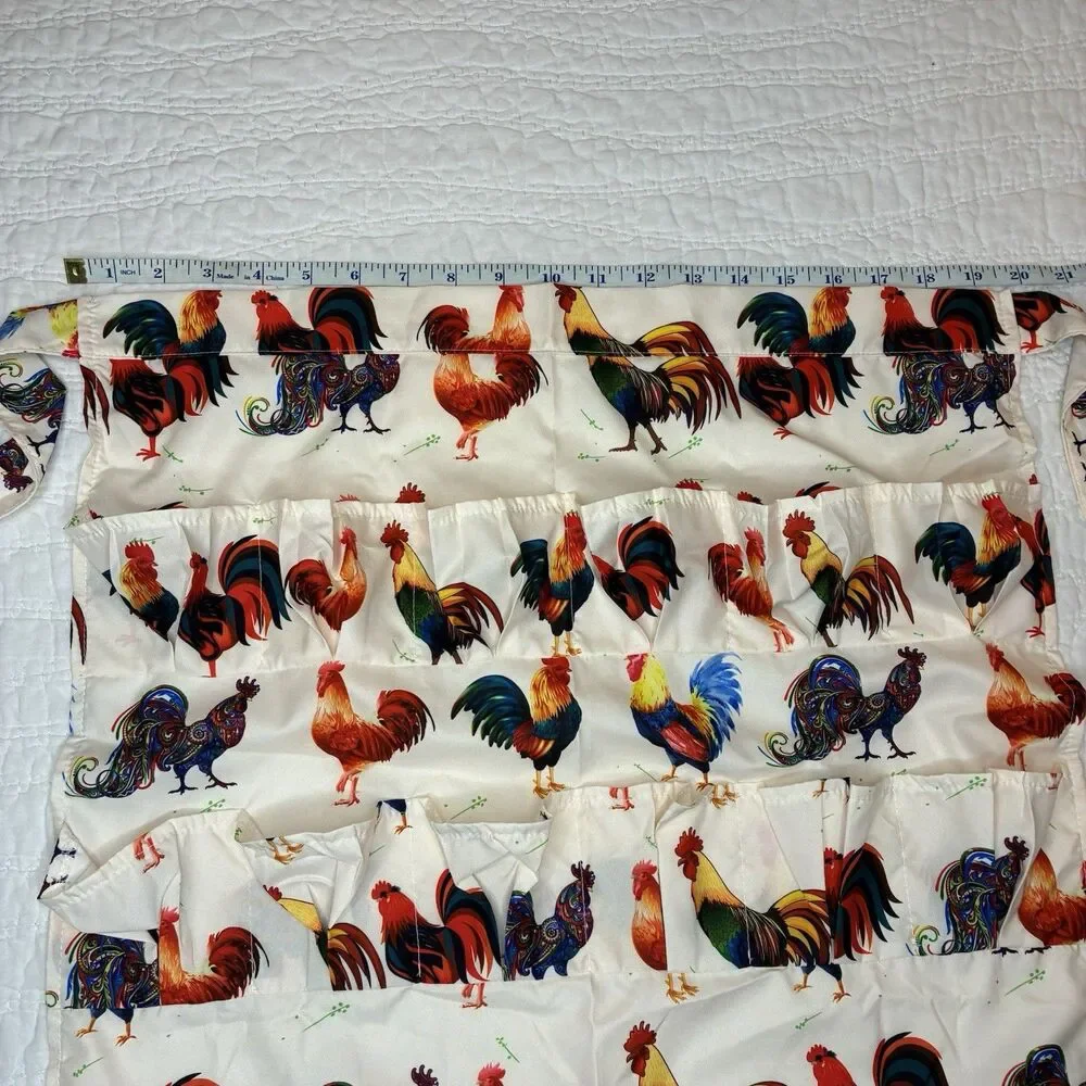 Chicken egg gathering apron 12 pockets tie at waist cottage country